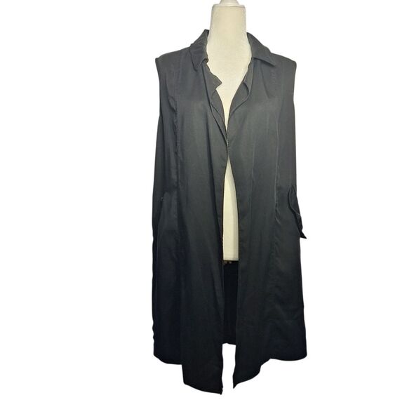 Philosophy Womens Black Sleeveless Duster Vest Open Front Long Casual Medium - Picture 1 of 10